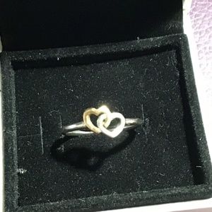 Pandora Two-Tone Interlocking Hearts Ring